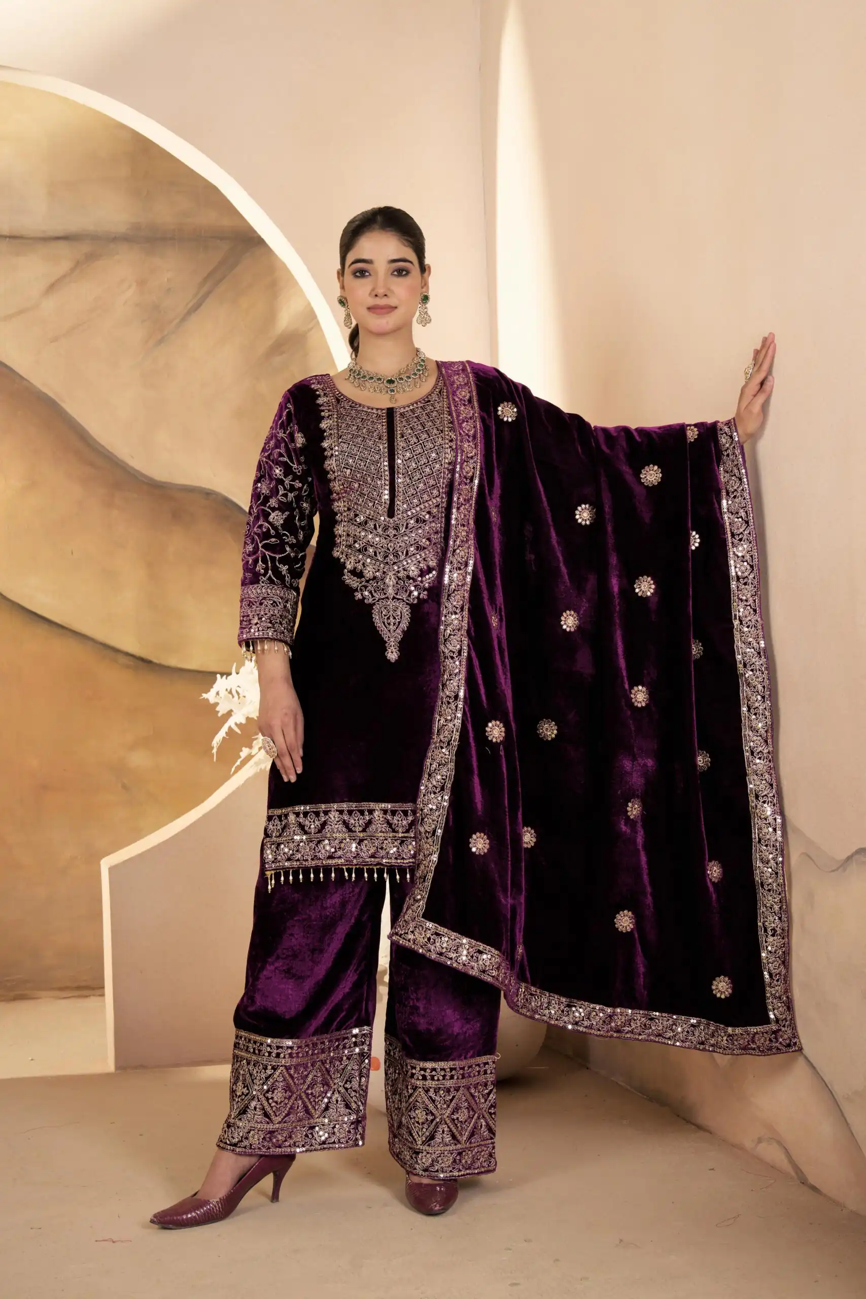 NF 1231 Purple Viscose Velvet Salwar Suit. Perfect for Wedding, Party, Traditional Day, Baisakhi, Eid – Available at ₹2399 only. Delivery 4-6 Workin | Casual Suits, Jump Suits, Creative suits, Designer Suits, Palazzo Suits, Party Wear Suits, Patiala Suits, Salwar suit, Straight Suits