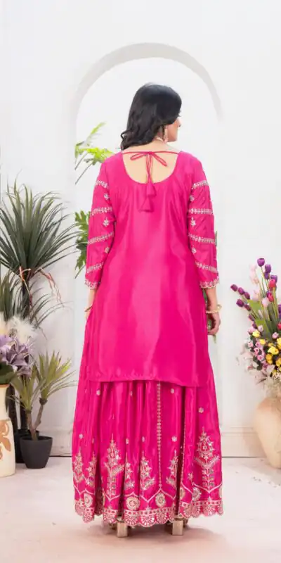 ND 5033 Rani Pink Chinon Silk Salwar Suit with Embroidery Work & Lace Work. Affordable Price ₹2149. Delivery 4-6 Working Days. Shop now. | Casual Suits, Jump Suits, Creative suits, Designer Suits, Palazzo Suits, Party Wear Suits, Patiala Suits, Salwar suit, Straight Suits