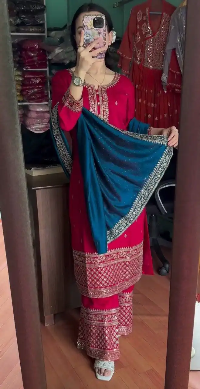 DC G76 Red Color Chinon Salwar Suit with Lace Work & Embroidery Work. Get it for ₹1949. Delivery 4-6 Working Days. Shop now. | Casual Suits, Jump Suits, Tops & Bottoms, Track Suits, Trendy Wear, Creative suits, Designer Suits, Palazzo Suits, Party Wear Suits, Patiala Suits, Salwar suit, Straight Suits