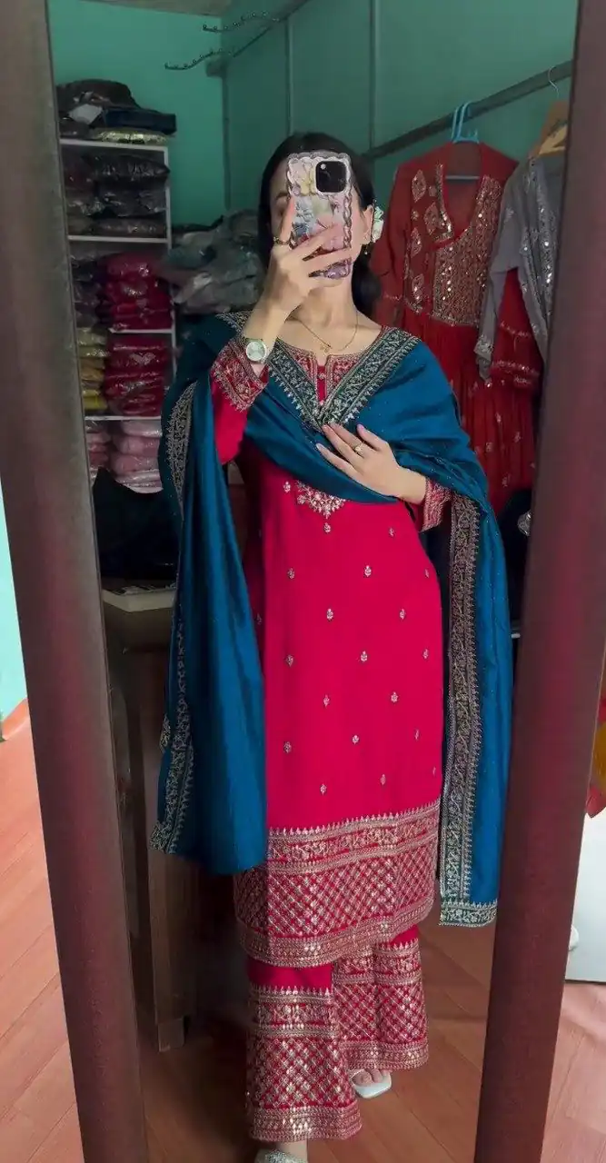 DC G76 Red Color Chinon Salwar Suit with Lace Work & Embroidery Work. Get it for ₹1949. Delivery 4-6 Working Days. Shop now. | Casual Suits, Jump Suits, Tops & Bottoms, Track Suits, Trendy Wear, Creative suits, Designer Suits, Palazzo Suits, Party Wear Suits, Patiala Suits, Salwar suit, Straight Suits