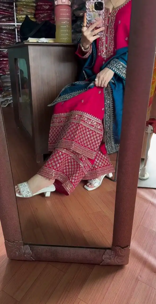 DC G76 Red Color Chinon Salwar Suit with Lace Work & Embroidery Work. Get it for ₹1949. Delivery 4-6 Working Days. Shop now. | Casual Suits, Jump Suits, Tops & Bottoms, Track Suits, Trendy Wear, Creative suits, Designer Suits, Palazzo Suits, Party Wear Suits, Patiala Suits, Salwar suit, Straight Suits