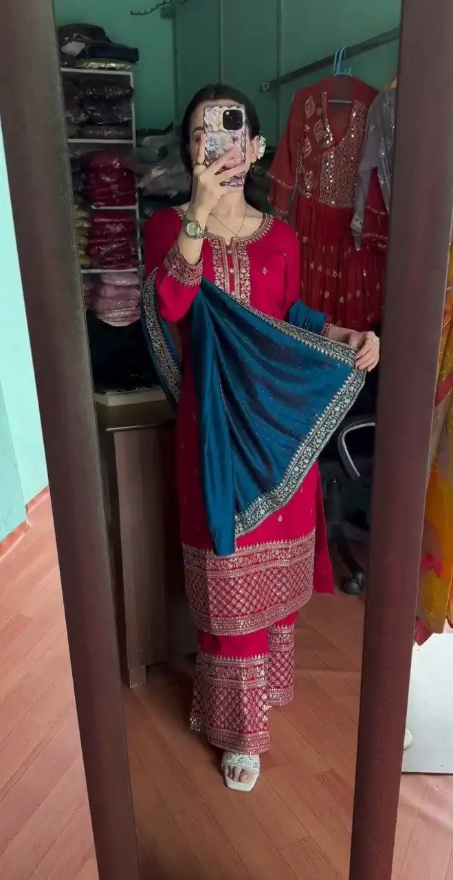 DC G76 Red Color Chinon Salwar Suit with Lace Work & Embroidery Work. Get it for ₹1949. Delivery 4-6 Working Days. Shop now. | Casual Suits, Jump Suits, Tops & Bottoms, Track Suits, Trendy Wear, Creative suits, Designer Suits, Palazzo Suits, Party Wear Suits, Patiala Suits, Salwar suit, Straight Suits