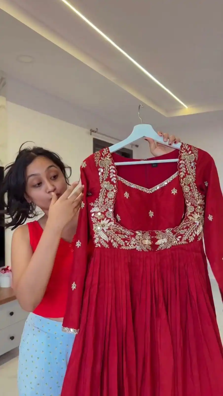 RTC 5950 Red Red Chinon Salwar Suit with Mirror Work & Lace Work. Grab it for ₹1999. Delivery 4-6 Working Days. Shop now. | Casual Suits, Jump Suits, Creative suits, Designer Suits, Palazzo Suits, Party Wear Suits, Patiala Suits, Salwar suit, Straight Suits