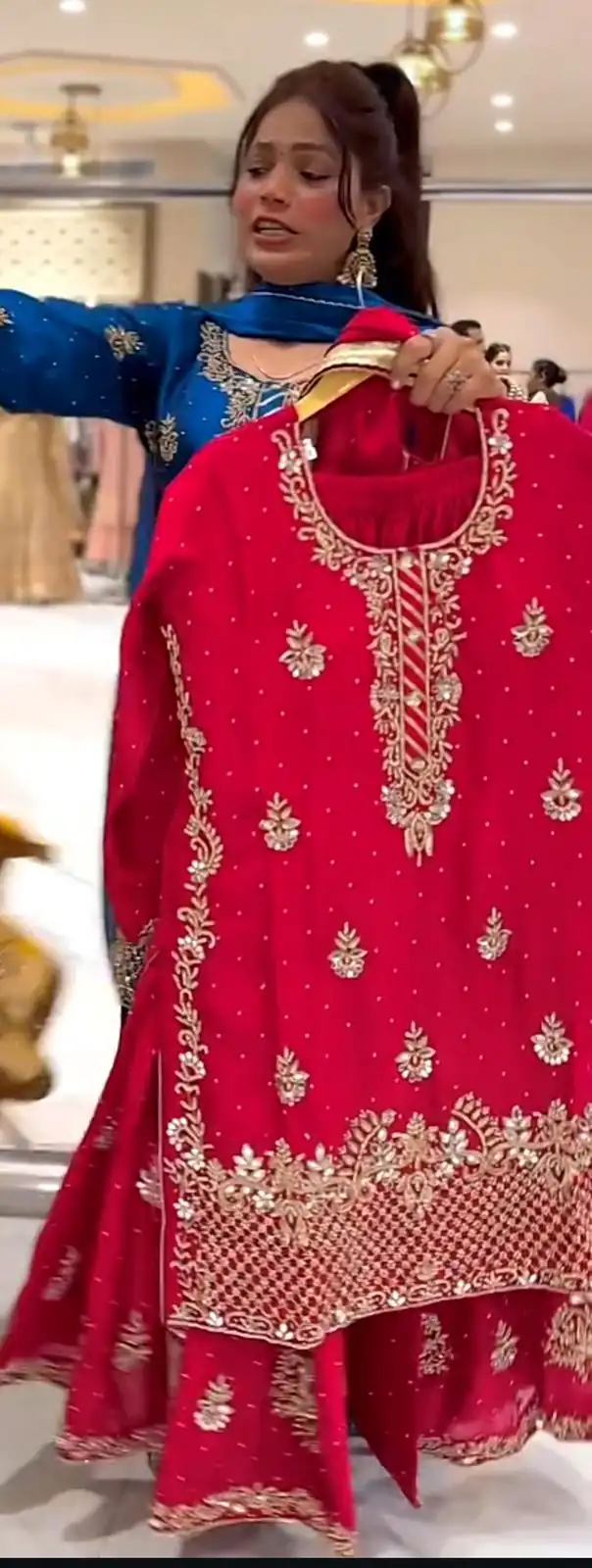 NF 1249 Red Color Chinon Silk Salwar Suit with Embroidery Work. Online Get it for ₹2149. Delivery 4-6 Working Days. Shop now. | Casual Suits, Jump Suits, Creative suits, Designer Suits, Palazzo Suits, Party Wear Suits, Patiala Suits, Salwar suit, Straight Suits
