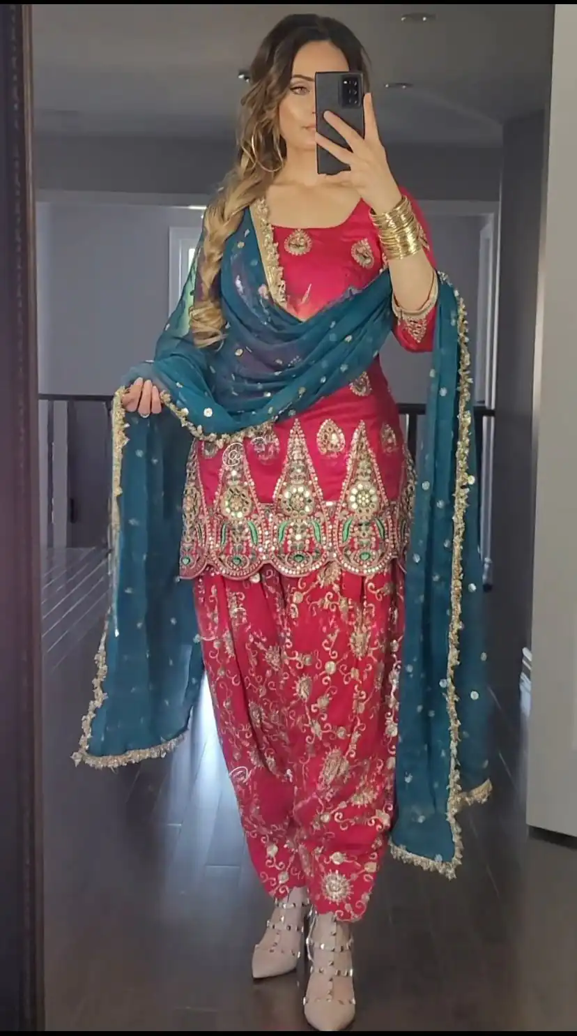 MF 288 Red Faux Georgette Salwar Suit with Embroidery Work. Available at ₹2099 only. Delivery 4-6 Working Days. Shop now. | Casual Suits, Jump Suits, Creative suits, Designer Suits, Palazzo Suits, Party Wear Suits, Patiala Suits, Salwar suit, Straight Suits