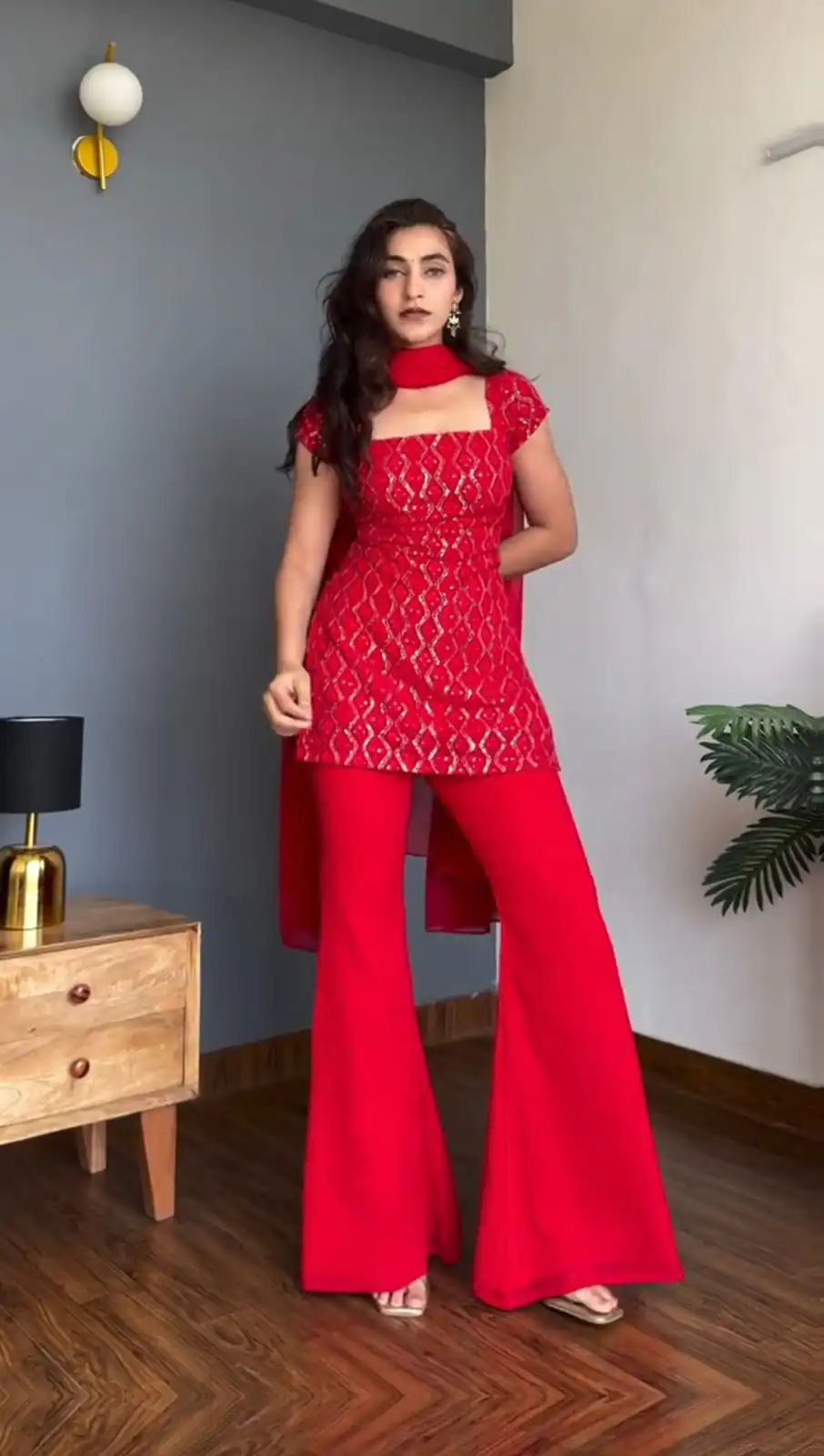 KD 1543 Red Faux Georgette Salwar Suit with Designer Work. Introductory Price ₹1949. Delivery 4-6 Working Days. Shop now. | Casual Suits, Jump Suits, Creative suits, Designer Suits, Palazzo Suits, Party Wear Suits, Patiala Suits, Salwar suit, Straight Suits