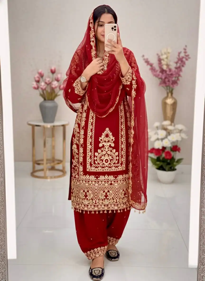 KF 1716 Red in Color Faux Georgette Embroidery Work Salwar Suit . Exclusive Offer ₹2099. Delivery 4-6 Working Days. Shop now. | Casual Suits, Jump Suits, Tops & Bottoms, Track Suits, Trendy Wear, Creative suits, Designer Suits, Palazzo Suits, Party Wear Suits, Patiala Suits, Salwar suit, Straight Suits