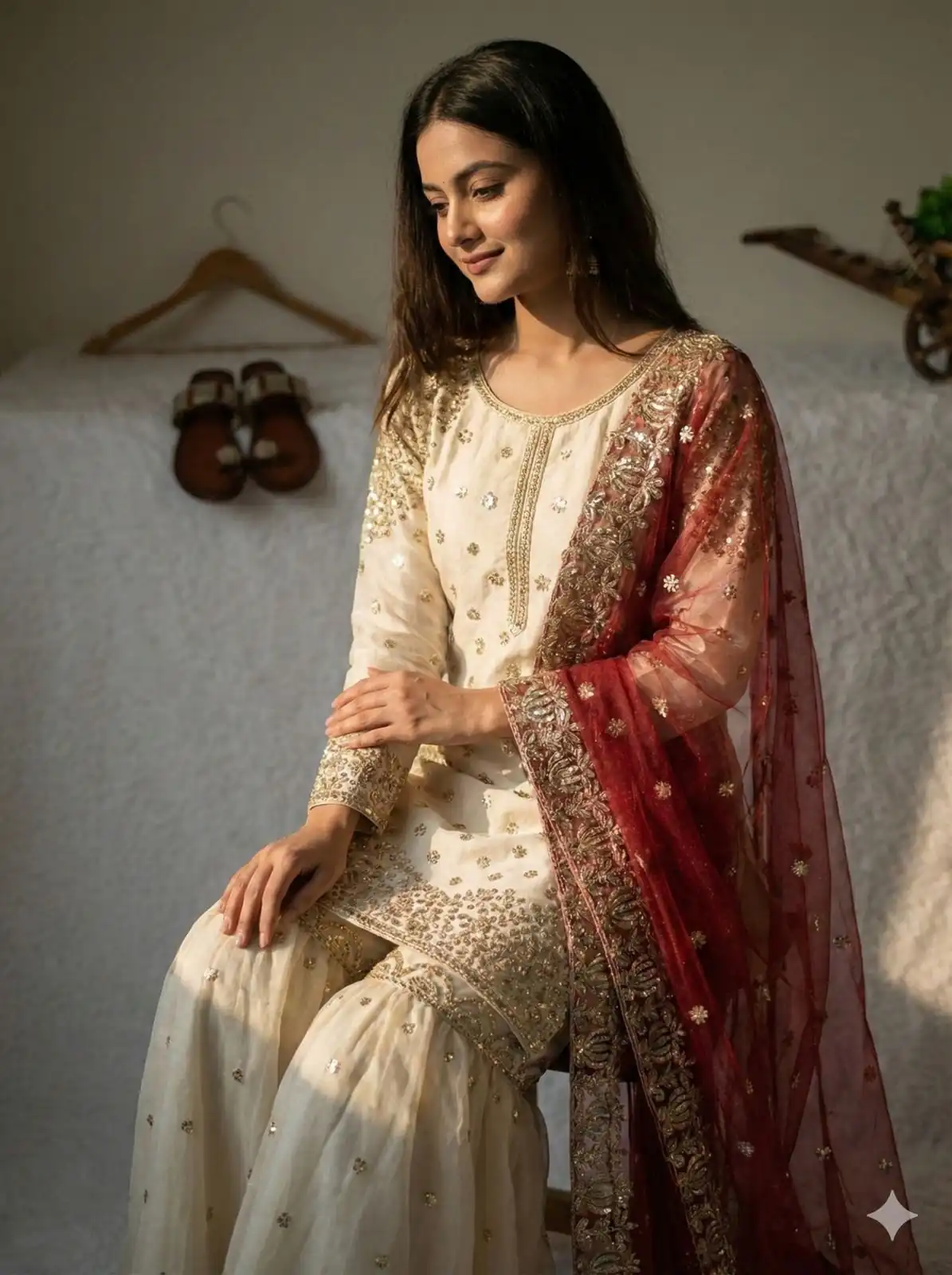 Red Fendy Silk Embroider Work Salwar Suit - Image 2