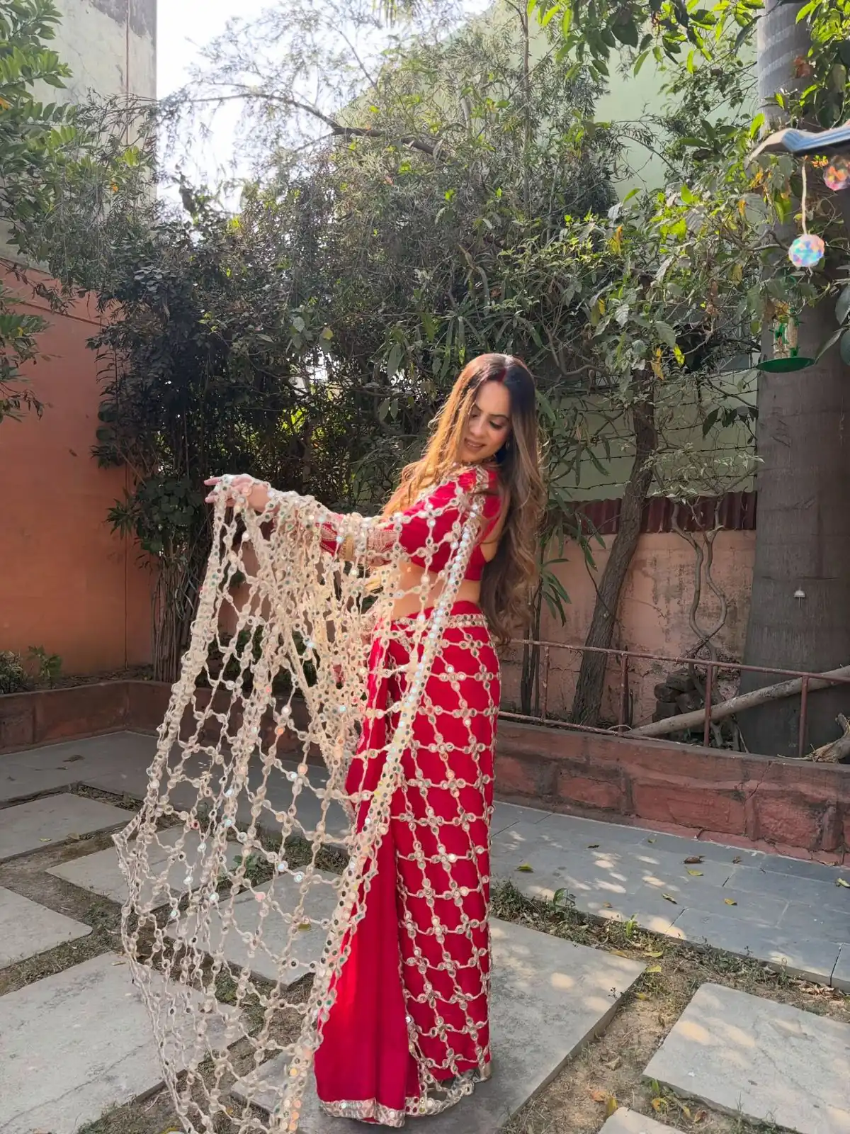 SRK 5322 Red Fendy Silk Saree with Lace Work & Mirror Work. Wedding, Party, Festive, Events, Festive Deal ₹2499. Delivery 4-6 Working Days. Shop now. | Bollywood Sarees, Creative Sarees, Designer Sarees, Embroidered Sarees, Ethnic Saree, Modern Digital sarees, Party Wear Sarees, Sarees