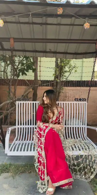 SRK 5322 Red Fendy Silk Saree with Lace Work & Mirror Work. Wedding, Party, Festive, Events, Festive Deal ₹2499. Delivery 4-6 Working Days. Shop now. | Bollywood Sarees, Creative Sarees, Designer Sarees, Embroidered Sarees, Ethnic Saree, Modern Digital sarees, Party Wear Sarees, Sarees