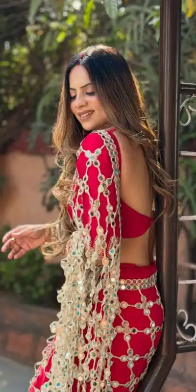 SRK 5322 Red Fendy Silk Saree with Lace Work & Mirror Work. Wedding, Party, Festive, Events, Festive Deal ₹2499. Delivery 4-6 Working Days. Shop now. | Bollywood Sarees, Creative Sarees, Designer Sarees, Embroidered Sarees, Ethnic Saree, Modern Digital sarees, Party Wear Sarees, Sarees