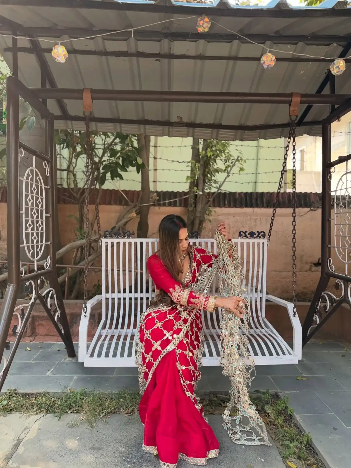 SRK 5322 Red Fendy Silk Saree with Lace Work & Mirror Work. Wedding, Party, Festive, Events, Festive Deal ₹2499. Delivery 4-6 Working Days. Shop now. | Bollywood Sarees, Creative Sarees, Designer Sarees, Embroidered Sarees, Ethnic Saree, Modern Digital sarees, Party Wear Sarees, Sarees