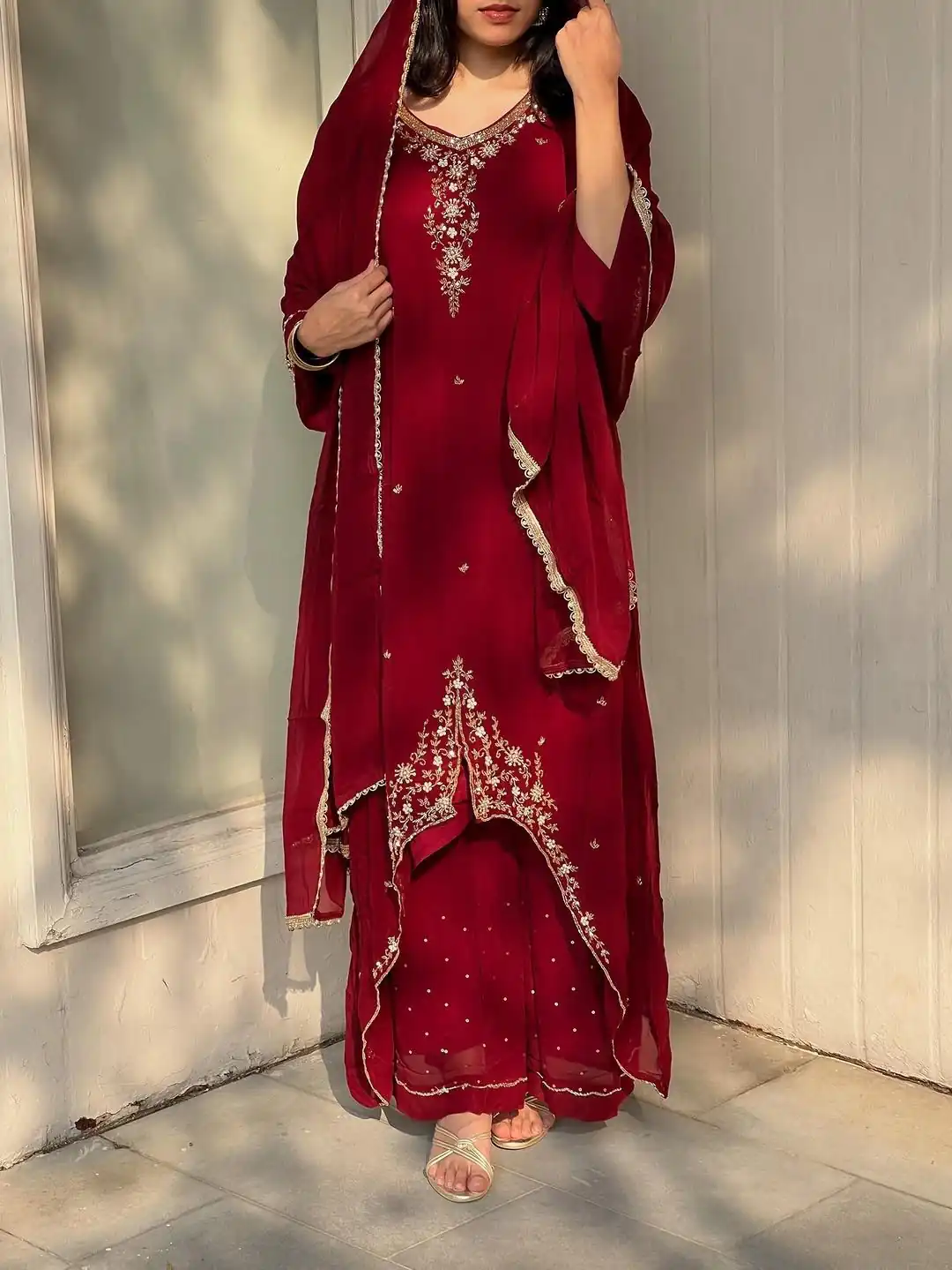 VLM 322 Red Georgette Salwar Suit Perfect for Wedding, Party, Housewarming, Durga Puja, Festival Celebrations – . Grab it for ₹1949. Delivery 4-6 Workin | Casual Suits, Jump Suits, Creative suits, Designer Suits, Palazzo Suits, Party Wear Suits, Patiala Suits, Salwar suit, Straight Suits