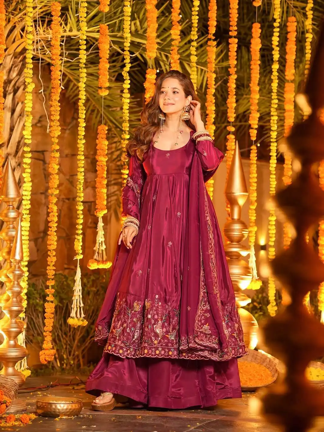 NF 1264 Red Natural Crap Silk Anarkali Suit with Embroidery Work. Available at ₹3049 only. Delivery 4-6 Working Days. Shop now. | Anarkali Suits, Bollywood Anarkali, Creative-Anarkali, Designer Anarkali, Embroidered Anarkali, Party Wear Anarkali