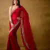 Red Soft Rangoli Silk With Embroidery Work Saree
