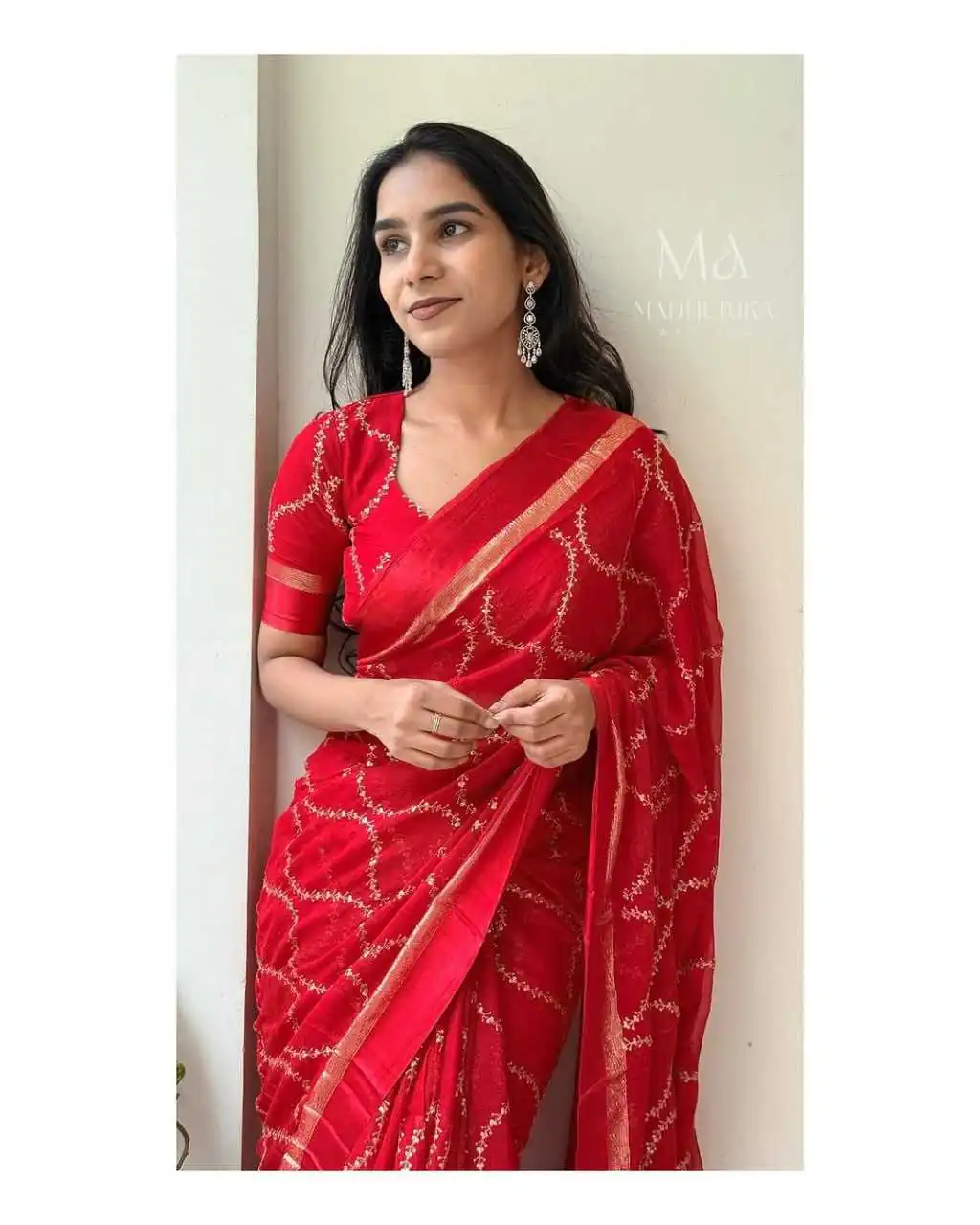MS 505 Red Viscose Satin Saree with Sequins Work & Embroidery Work. Special Price ₹1599. Delivery 4-6 Working Days. Shop now. | Creative Sarees, Bollywood Sarees, Designer Sarees, Embroidered Sarees, Ethnic Saree, Modern Digital sarees, Party Wear Sarees, Sarees