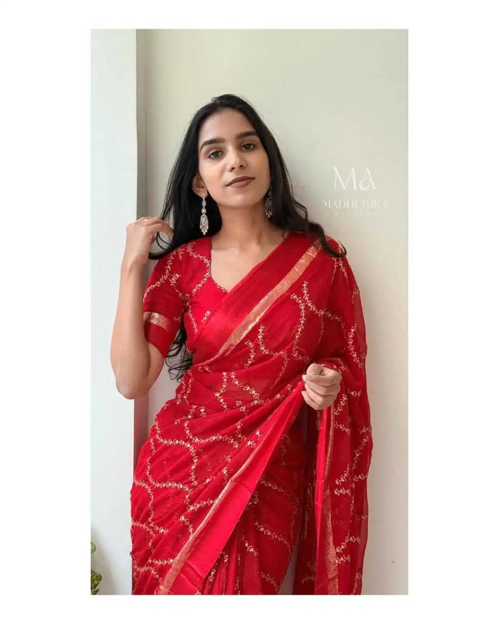 MS 505 Red Viscose Satin Saree with Sequins Work & Embroidery Work. Special Price ₹1599. Delivery 4-6 Working Days. Shop now. | Creative Sarees, Bollywood Sarees, Designer Sarees, Embroidered Sarees, Ethnic Saree, Modern Digital sarees, Party Wear Sarees, Sarees