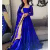 KD 1539 Royal Blue Faux Georgette Ruffle Style Gown. Wedding, Party, Festive, Events Grab it for ₹2099. Delivery 4-6 Working Days. Shop now. | Bollywood Gowns, Creative Gowns, Designer Gowns, Embroidered Gowns, Gowns, Party Wear Gowns
