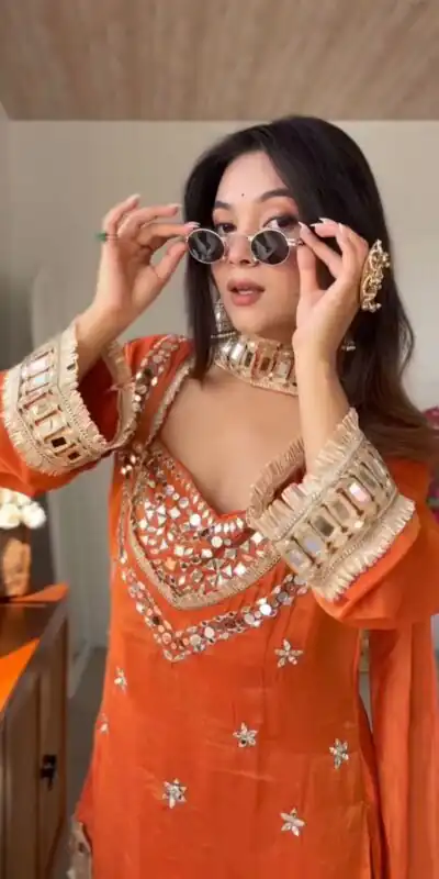 SRK 5326 Rust Fendy Silk Salwar Suit with Mirror Work & Lace Work. Affordable Price ₹2399. Delivery 4-6 Working Days. Shop now. | Casual Suits, Jump Suits, Creative suits, Designer Suits, Palazzo Suits, Party Wear Suits, Patiala Suits, Salwar suit, Straight Suits