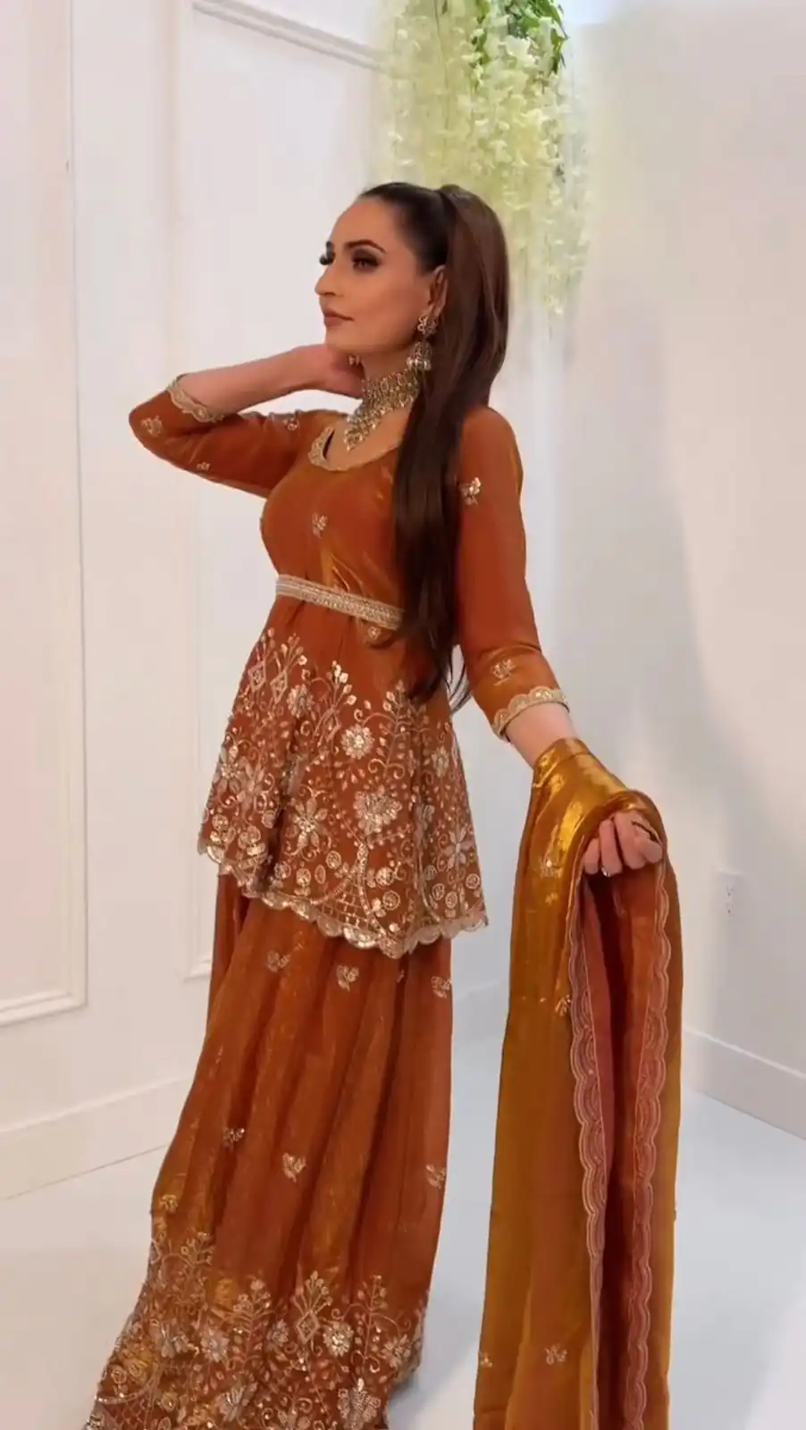 Rust Fendy Silk Sequence Work Salwar Suit - Image 4