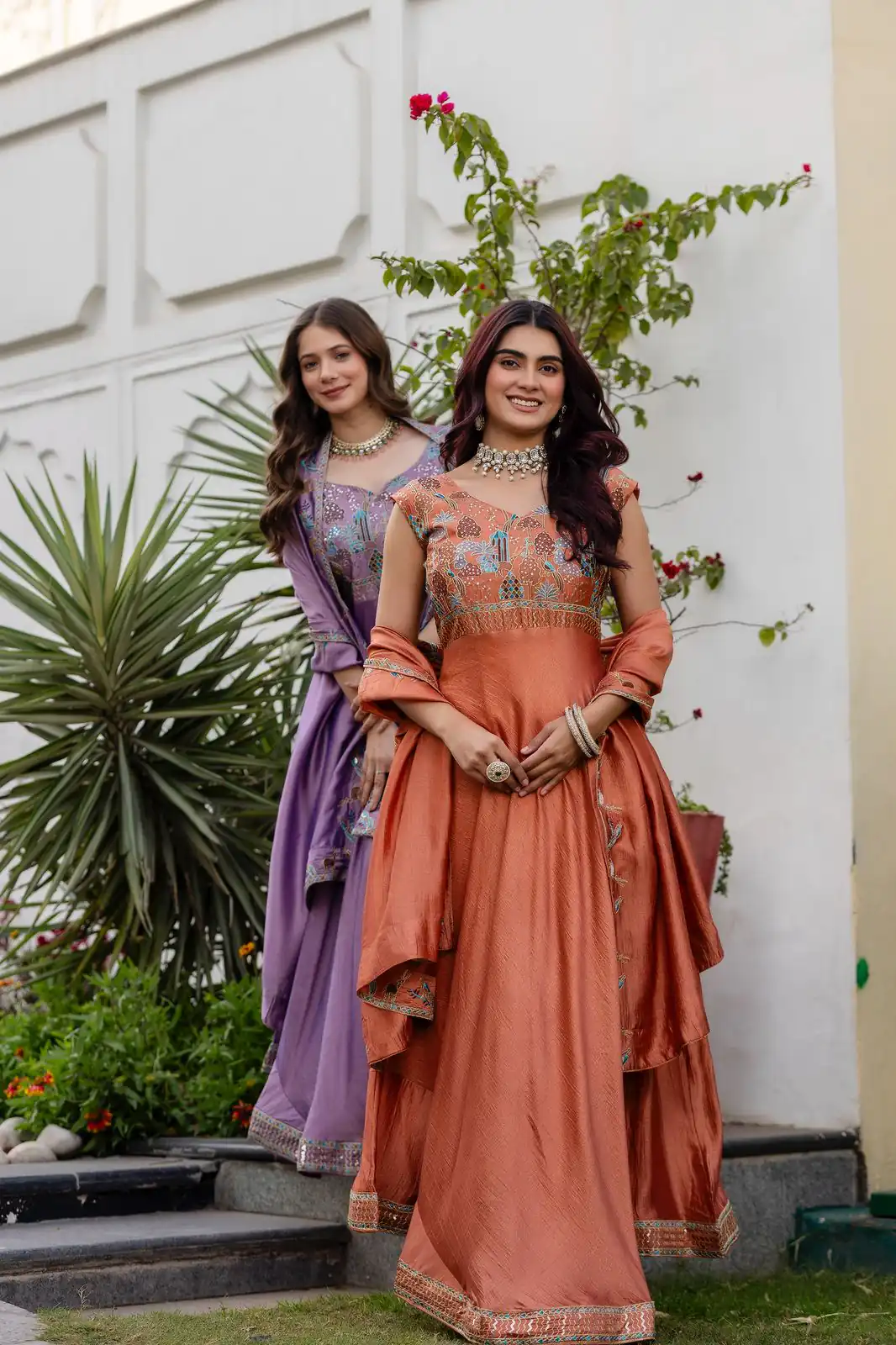 RR 39 Rust Vichitra Silk Gown Perfect for Wedding, Party, Holi, Anniversary, Mehendi –. Grab it for ₹2149. Delivery 4-6 Working Days. Shop now. | Bollywood Gowns, Creative Gowns, Designer Gowns, Embroidered Gowns, Gowns, Party Wear Gowns