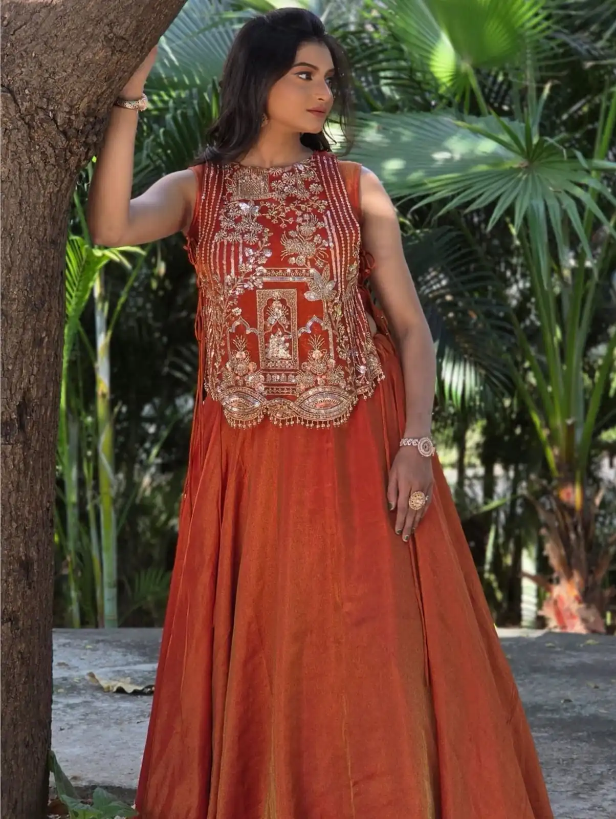 PC 563 Rust in Color Vichitra Silk Embroidery Work Lehenga Choli . Now at just ₹2549. Delivery 4-6 Working Days. Shop now. | Bollywood Lehenga, Creative Lehenga, Designer Lehenga, Embroidered Lehenga, Lehenga, Party Wear Lehenga