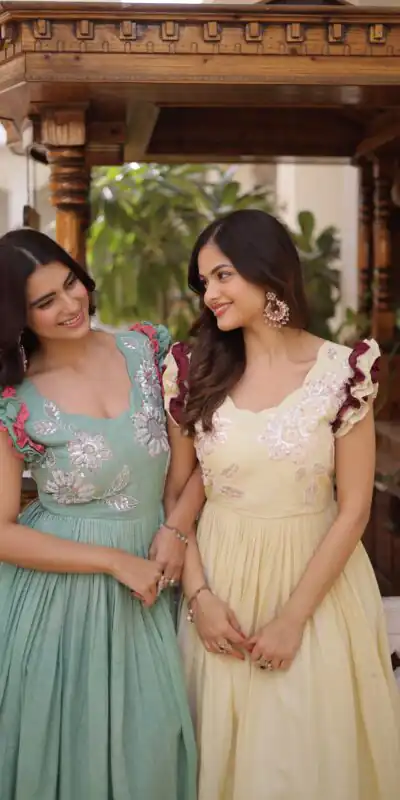 KA 1234 Sea Green Color Cotton Gown with Sequins Work & Embroidery Work. Festive Deal ₹1819. Delivery 4-6 Working Days. Shop now. | Bollywood Gowns, Creative Gowns, Designer Gowns, Embroidered Gowns, Gowns, Party Wear Gowns