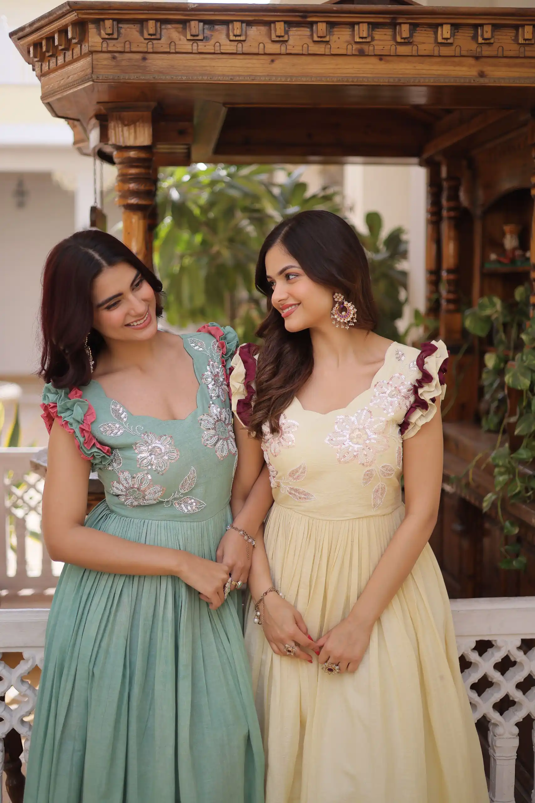 KA 1234 Sea Green Color Cotton Gown with Sequins Work & Embroidery Work. Festive Deal ₹1819. Delivery 4-6 Working Days. Shop now. | Bollywood Gowns, Creative Gowns, Designer Gowns, Embroidered Gowns, Gowns, Party Wear Gowns