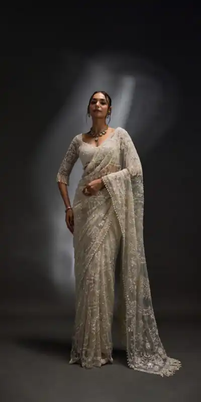 DF 3470 Silver Mono Net Saree Silver with Embroidery Work & Sequins Work. Festive Deal ₹1799. Delivery 4-6 Working Days. Shop now. | Creative Sarees, Bollywood Sarees, Designer Sarees, Embroidered Sarees, Ethnic Saree, Modern Digital sarees, Party Wear Sarees, Sarees