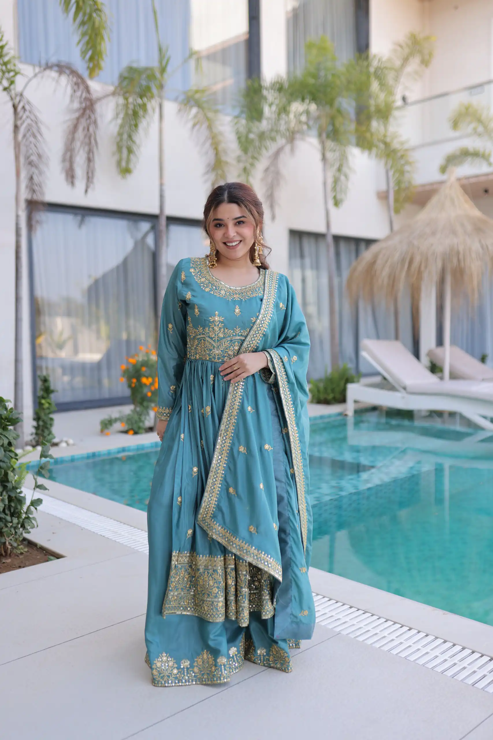 KA 1233 Sky Blue Super Silk Salwar SuitPerfect for Wedding, Party, Sangeet, Family Gatherings, Reception – . Festive Deal ₹2649. Delivery 4-6 Working Da | Casual Suits, Jump Suits, Creative suits, Designer Suits, Palazzo Suits, Party Wear Suits, Patiala Suits, Salwar suit, Straight Suits