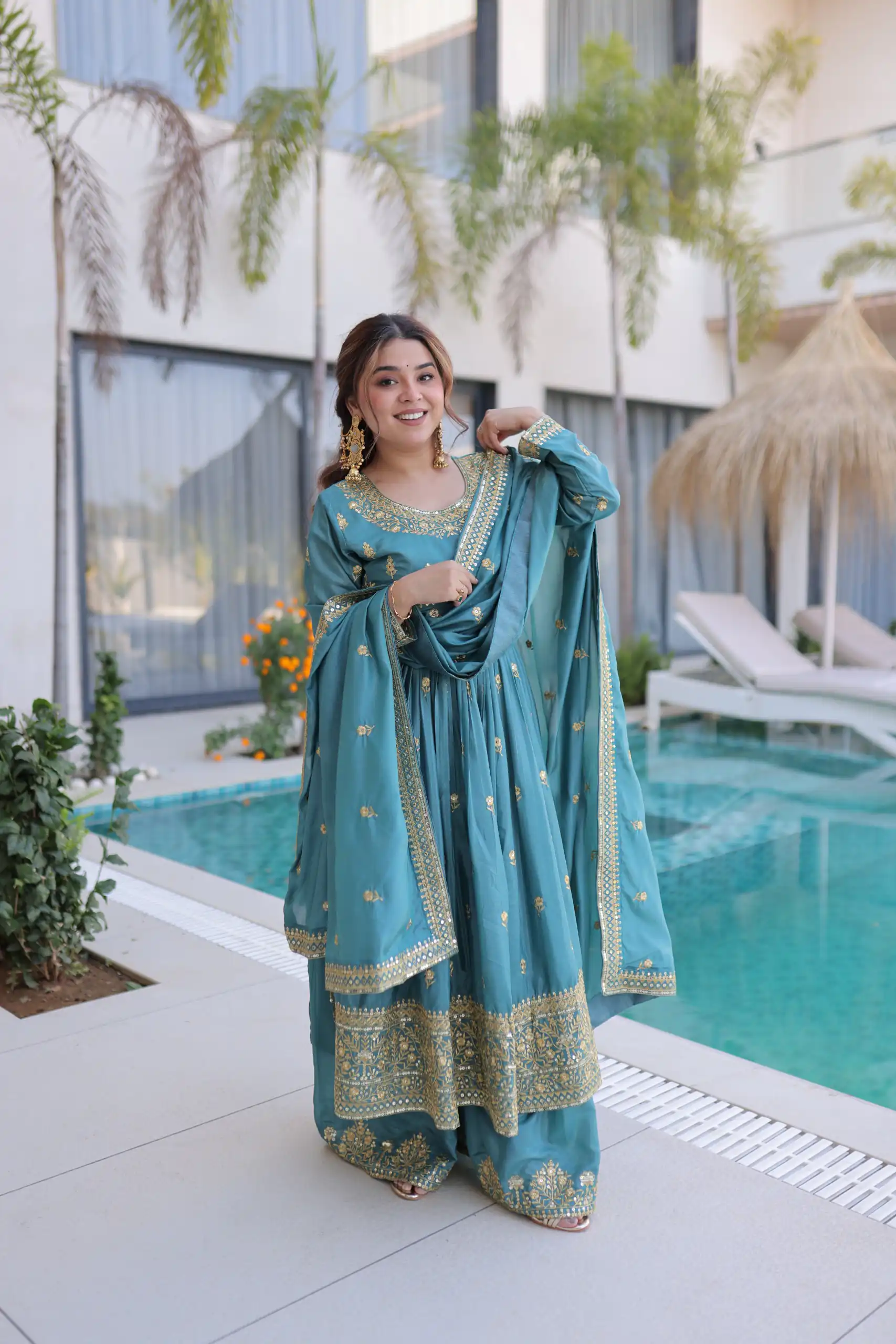 KA 1233 Sky Blue Super Silk Salwar SuitPerfect for Wedding, Party, Sangeet, Family Gatherings, Reception – . Festive Deal ₹2649. Delivery 4-6 Working Da | Casual Suits, Jump Suits, Creative suits, Designer Suits, Palazzo Suits, Party Wear Suits, Patiala Suits, Salwar suit, Straight Suits
