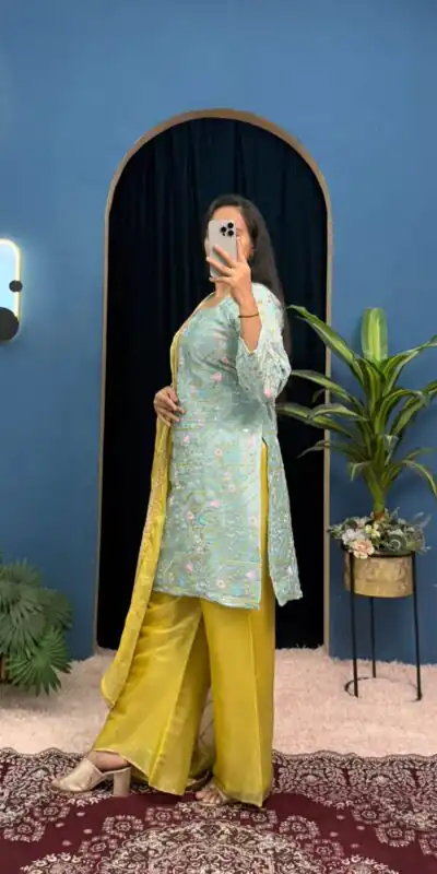 ST 1099 Sky Blue Zimmy Silk Salwar Suit Perfect for Wedding, Party, Karwa Chauth, Haldi, Eid – . Special Price ₹2449. Delivery 4-6 Working Days. Shop no | Casual Suits, Jump Suits, Creative suits, Designer Suits, Palazzo Suits, Party Wear Suits, Patiala Suits, Salwar suit, Straight Suits
