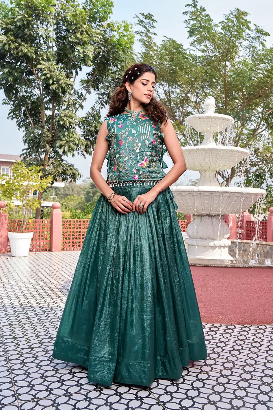 Ram 166 Teal Green Gold Crush Lehenga Choli Perfect for Wedding, Party, Ethnic Day, Karwa Chauth, Sangeet Special Price ₹2549. Delivery 4-6 Working Days. | Bollywood Lehenga, Creative Lehenga, Designer Lehenga, Embroidered Lehenga, Lehenga, Party Wear Lehenga