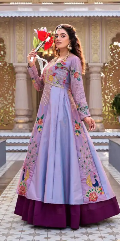 Ram 164 Lavender Color Satin Silk Lehenga Choli with Embroidery Work. Best Price ₹2649. Delivery 4-6 Working Days. Shop now. | Bollywood Lehenga, Creative Lehenga, Designer Lehenga, Embroidered Lehenga, Lehenga, Party Wear Lehenga
