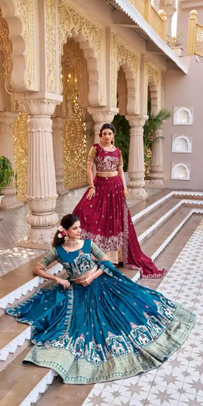 Ram 163 Teal in Color Vichitra Silk Embroidery Work Lehenga Choli . Now at just ₹3049. Delivery 4-6 Working Days. Shop now. | Bollywood Lehenga, Creative Lehenga, Designer Lehenga, Embroidered Lehenga, Lehenga, Party Wear Lehenga