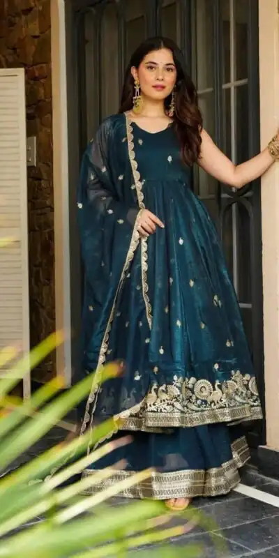 ZB 5055 Teal Embroidery Work Salwar Suit in Teal Gold Crazy. Available at ₹2449 only. Delivery 4-6 Working Days. Shop now. | Casual Suits, Jump Suits, Creative suits, Designer Suits, Palazzo Suits, Party Wear Suits, Patiala Suits, Salwar suit, Straight Suits