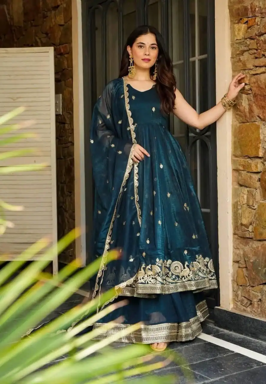 ZB 5055 Teal Embroidery Work Salwar Suit in Teal Gold Crazy. Available at ₹2449 only. Delivery 4-6 Working Days. Shop now. | Casual Suits, Jump Suits, Creative suits, Designer Suits, Palazzo Suits, Party Wear Suits, Patiala Suits, Salwar suit, Straight Suits