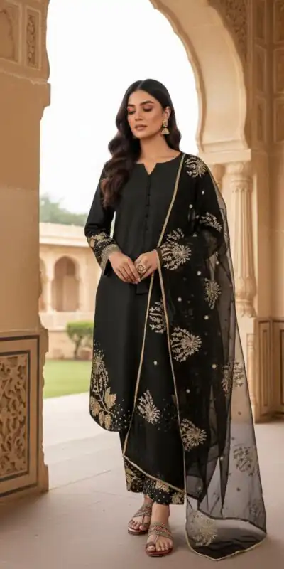 AD 202 Black in Color Natural Crepe Embroidery Work Salwar Suit . Affordable Price ₹1849. Delivery 4-6 Working Days. Shop now. | Casual Suits, Jump Suits, Creative suits, Designer Suits, Palazzo Suits, Party Wear Suits, Patiala Suits, Salwar suit, Straight Suits