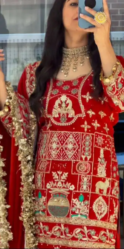 NF 1247 Red in Color Natural Crepe Embroidery Work Salwar Suit . Affordable Price ₹2599. Delivery 4-6 Working Days. Shop now. | Casual Suits, Jump Suits, Creative suits, Designer Suits, Palazzo Suits, Party Wear Suits, Patiala Suits, Salwar suit, Straight Suits