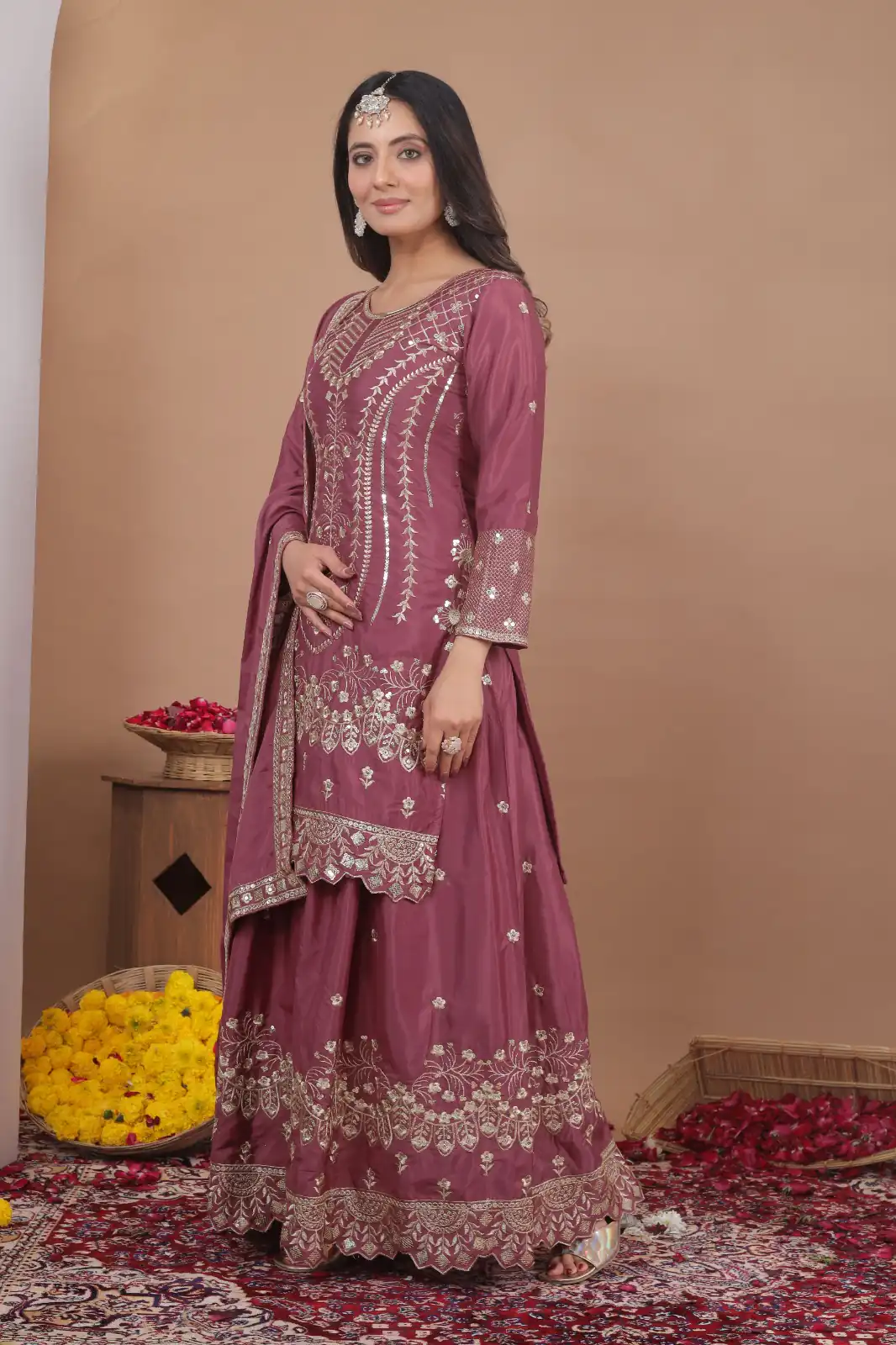 FE 128 Onion Natural Crep Salwar Suit Brown with Embroidery Work. Exclusive Offer ₹2449. Delivery 4-6 Working Days. Shop now. | Casual Suits, Jump Suits, Creative suits, Designer Suits, Palazzo Suits, Party Wear Suits, Patiala Suits, Salwar suit, Straight Suits