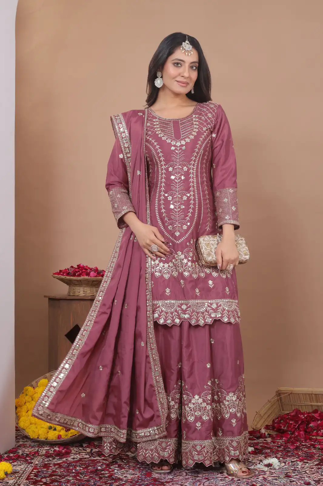 FE 128 Onion Natural Crep Salwar Suit Brown with Embroidery Work. Exclusive Offer ₹2449. Delivery 4-6 Working Days. Shop now. | Casual Suits, Jump Suits, Creative suits, Designer Suits, Palazzo Suits, Party Wear Suits, Patiala Suits, Salwar suit, Straight Suits