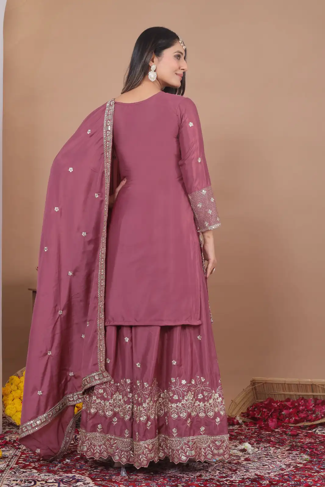 FE 128 Onion Natural Crep Salwar Suit Brown with Embroidery Work. Exclusive Offer ₹2449. Delivery 4-6 Working Days. Shop now. | Casual Suits, Jump Suits, Creative suits, Designer Suits, Palazzo Suits, Party Wear Suits, Patiala Suits, Salwar suit, Straight Suits
