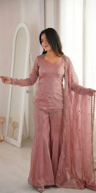 ZSR 3159 Peach Fendy Silk Salwar Suitwith Embroidery Work & Lace Work. Now at just ₹2049. Delivery 4-6 Working Days. Shop now. | Casual Suits, Jump Suits, Creative suits, Designer Suits, Palazzo Suits, Party Wear Suits, Patiala Suits, Salwar suit, Straight Suits