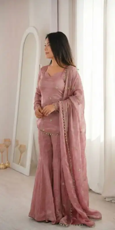 ZSR 3159 Peach Fendy Silk Salwar Suitwith Embroidery Work & Lace Work. Now at just ₹2049. Delivery 4-6 Working Days. Shop now. | Casual Suits, Jump Suits, Creative suits, Designer Suits, Palazzo Suits, Party Wear Suits, Patiala Suits, Salwar suit, Straight Suits