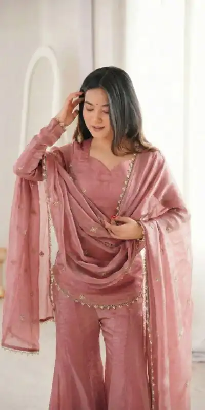 ZSR 3159 Peach Fendy Silk Salwar Suitwith Embroidery Work & Lace Work. Now at just ₹2049. Delivery 4-6 Working Days. Shop now. | Casual Suits, Jump Suits, Creative suits, Designer Suits, Palazzo Suits, Party Wear Suits, Patiala Suits, Salwar suit, Straight Suits