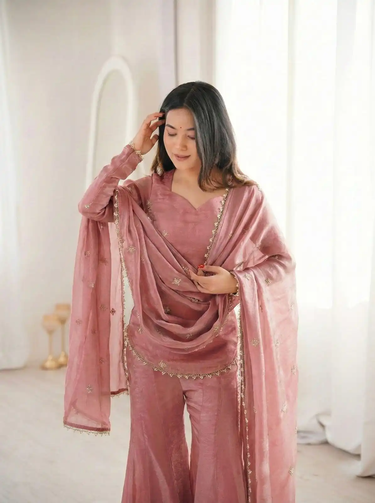 ZSR 3159 Peach Fendy Silk Salwar Suitwith Embroidery Work & Lace Work. Now at just ₹2049. Delivery 4-6 Working Days. Shop now. | Casual Suits, Jump Suits, Creative suits, Designer Suits, Palazzo Suits, Party Wear Suits, Patiala Suits, Salwar suit, Straight Suits