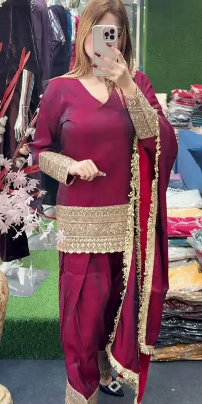 ZSR 3164 Red Fendy Silk Salwar Suitwith Embroidery Work & Lace Work. Now at just ₹2099. Delivery 4-6 Working Days. Shop now. | Casual Suits, Jump Suits, Creative suits, Designer Suits, Palazzo Suits, Party Wear Suits, Patiala Suits, Salwar suit, Straight Suits