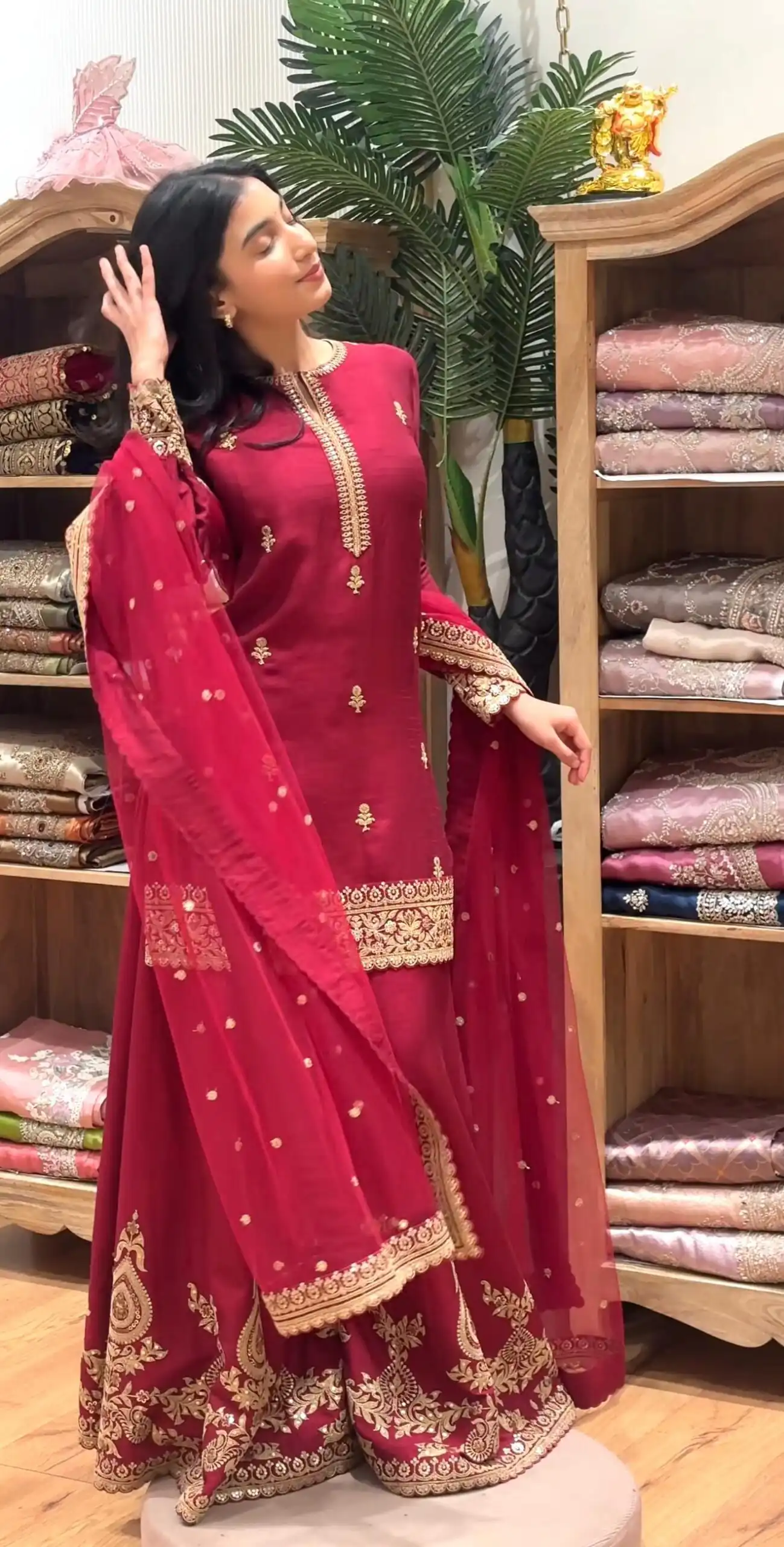 MF 501 Red Natural Crep Salwar Suit Brown with Embroidery Work. Exclusive Offer ₹2549. Delivery 4-6 Working Days. Shop now. | Casual Suits, Jump Suits, Creative suits, Designer Suits, Palazzo Suits, Party Wear Suits, Patiala Suits, Salwar suit, Straight Suits