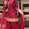MF 501 Red Natural Crep Salwar Suit Brown with Embroidery Work. Exclusive Offer ₹2549. Delivery 4-6 Working Days. Shop now. | Casual Suits, Jump Suits, Creative suits, Designer Suits, Palazzo Suits, Party Wear Suits, Patiala Suits, Salwar suit, Straight Suits
