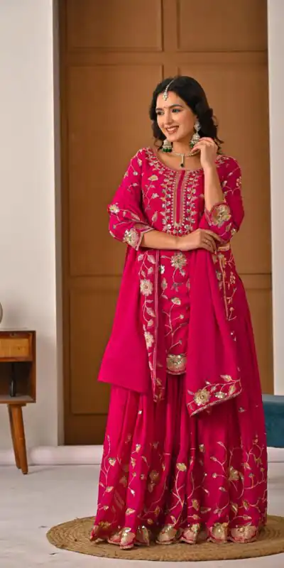 MD 3057 Pink Chinon Silk Salwar Suit with Embroidery Work & Lace Work. Affordable Price ₹2149. Delivery 4-6 Working Days. Shop now. | Casual Suits, Jump Suits, Creative suits, Designer Suits, Palazzo Suits, Party Wear Suits, Patiala Suits, Salwar suit, Straight Suits